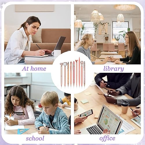 Miniatura 6 de amassan Juego de 9 bolígrafos, bonitos bolígrafos con diamante de cristal para diario, bolígrafos de tinta negra, regalos para suministros de