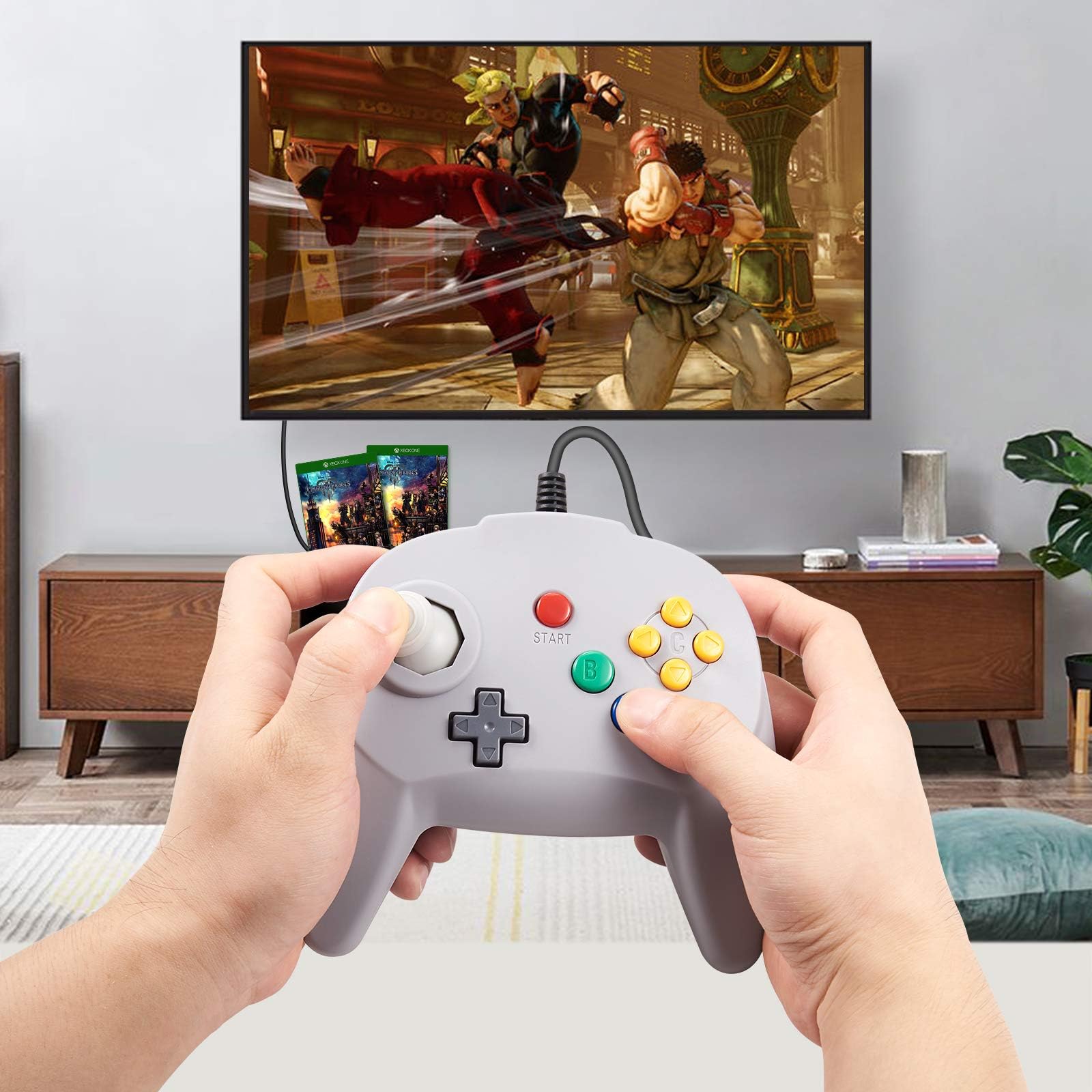 Kiwitatá Mini manette de jeu N64 classique avec câble USB 64 bits pour console vidéo Système N64 Vert clair