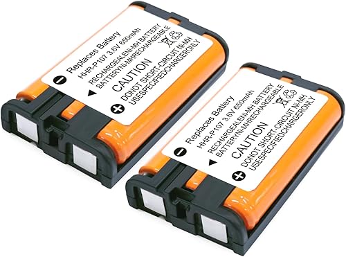 Paquete de 2 baterías recargables HHR-P107 NI-MH para Panasonic 3.6V 650mAh batería para teléfonos inalámbricos..