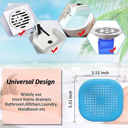 Miniatura 39 de Recolector de cabello cuadrado con ventosas para desagüe, tapón de silicona para ducha, fuerte adhesión, fácil de instalar para baño, tina y cocina