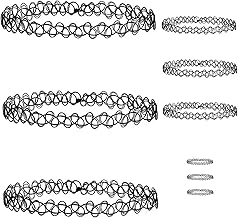 Tattoo Choker Set Necklace and Elastic Bracelet + Ring, Tattoo Henna Choker Necklace, Elastic Choker Necklace Defined for Women and Girls, No Gems, Lacquer, No Gemstone, Plastic, No Gemstone