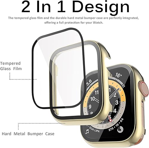 Miniatura 2 de Miimall Funda metálica compatible con Apple Watch de 1.496 pulgadas, protector de pantalla de vidrio templado, sensible al tacto, antiarañazos, a