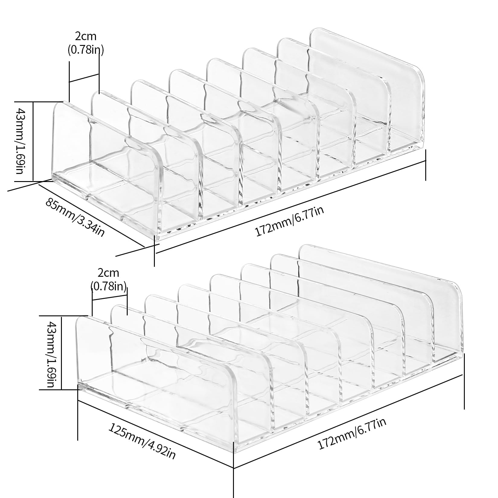 Eyeshadow Makeup Organizer,2 Pack Transparent and Separable 7-Section Divided Plastic for Makeup Organizer Grid Makeup Eyeshadow Lipstick Desktop Cosmetics Rack Eyeshadow Makeup Storage Organiser - Image 4