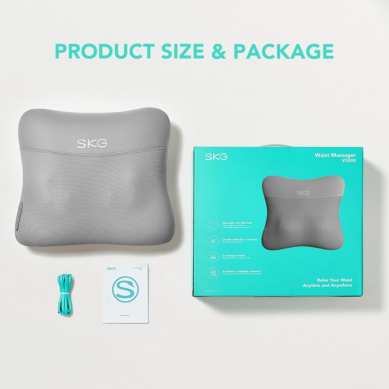 SKG Cordless Back Massager for Pain Relief Deep Tissue 4D Back and Neck Massager with Dual Sided Heat Gifts for Men and Women Dad Mom Grandpa