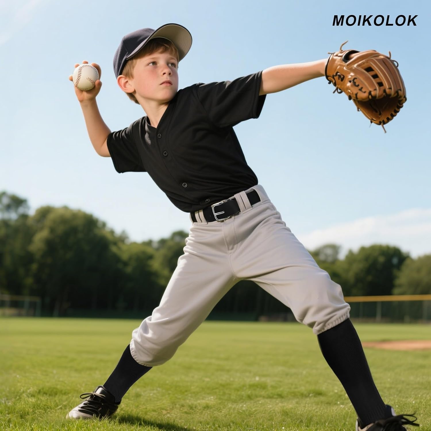 Age 8-10 Baseball Socks and Belt Combo Set Softball Socks and Elastic Waist Belt for Boys Girls (Multi-colored)