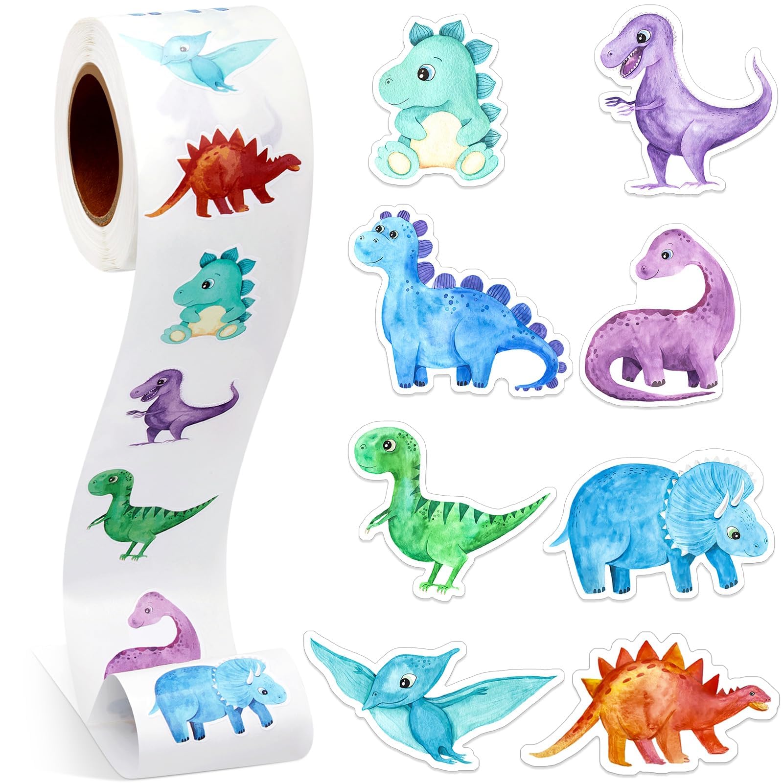 Dzxin Boys Dinosaur 1 Roll Animal Stickers Reward Stickers Cute Animal Space Stickers Motivational Stickers For Incentive Kids Suitable For School Classroom, 500 Pcs Each Roll (Dinosaur)