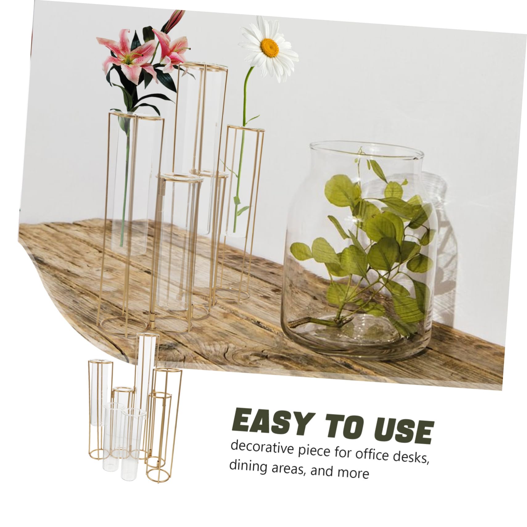 MAGICLULU Vase Hydroponique Verre avec Support Métallique Tubes De Propagation pour Plantes Décoration De Maison Et Bureau
