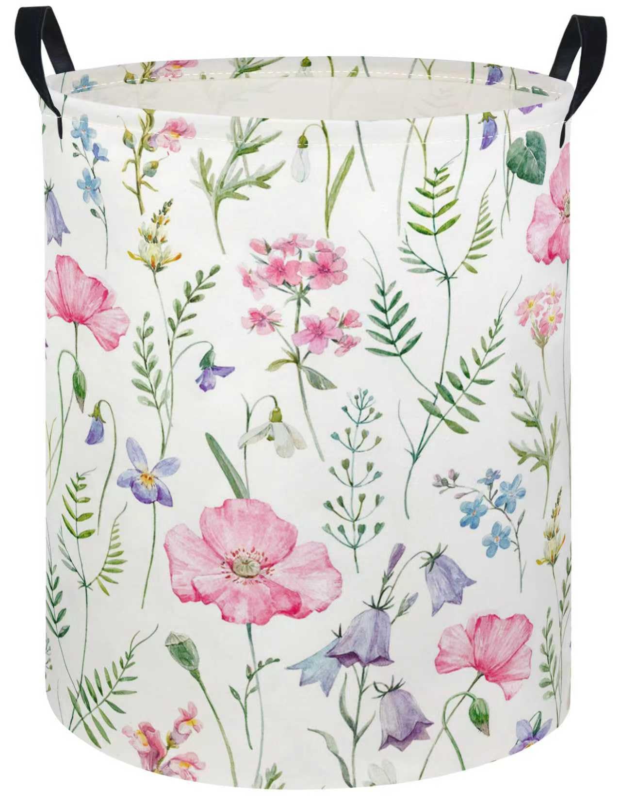 Baby Laundry Hamper kids laundry Basket Waterproof Laundry Bag for Bedroom Clothes Organizer Room Décor(Pink Flower)