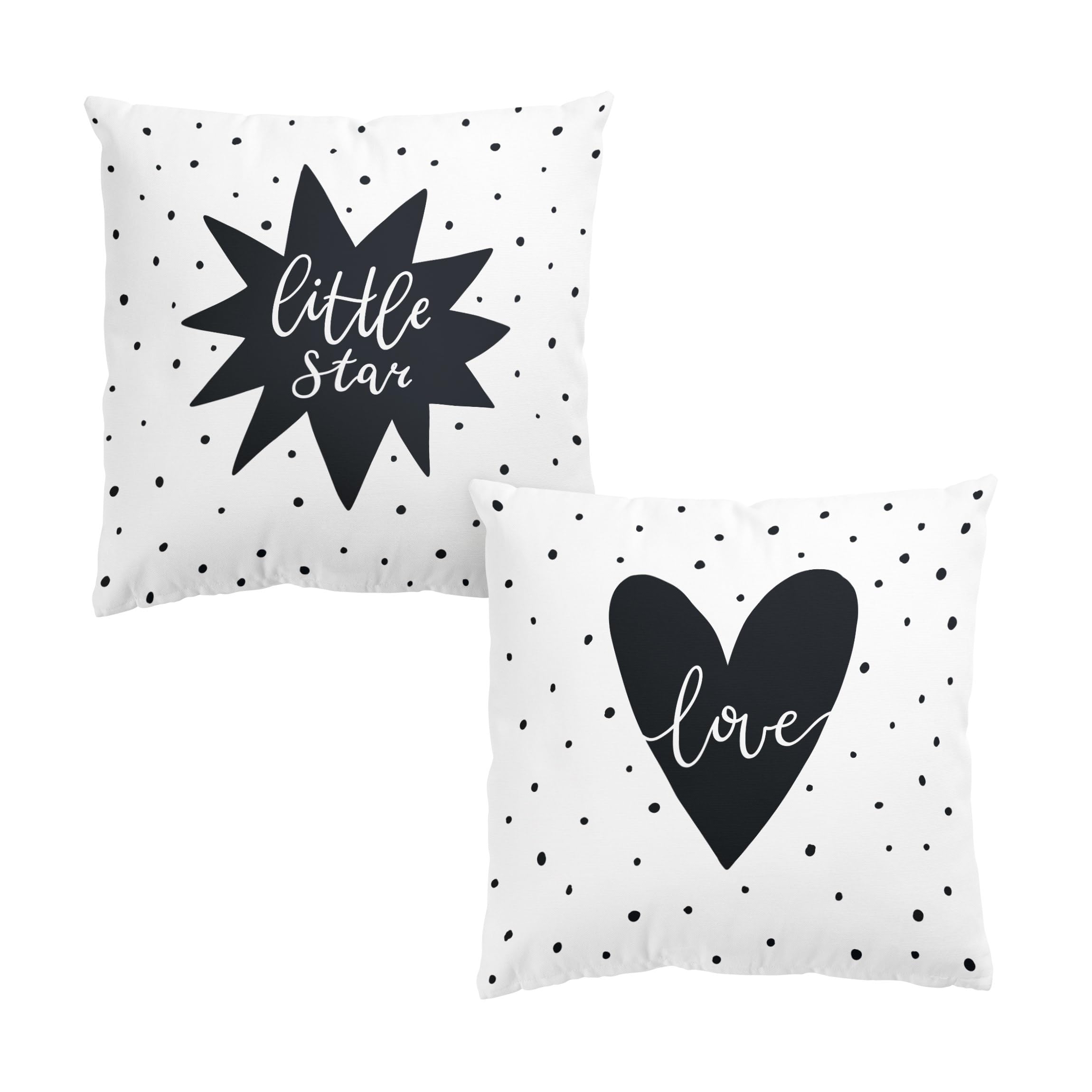 Deko Kissenhülle 2er Set drinnen/Indoor waschbar Sprüche ohne Füllung Zierkissen - Made in Germany - Punkte Bezug schwarz Weiss Sofakissen Indoor Sofa Bett 1148