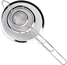 Wellehomi Mesh Strainers Fine Wire Kitchen Sieve Stainless Steel Kitchen Fine Sieves Strainers with Long Handles Set of 3 for Baking and Cooking Flour Quinoa Tea Juice Hot Pot, 7 cm12 cm 18 cm Sieve