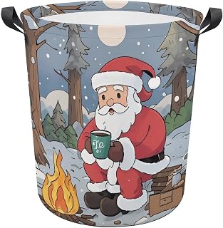 13.8 × 13.8 × 17.3 Inches Collapsible Laundry Baskets Light A Fire in The Wild Printed Waterproof Laundry Hamper Foldable Dirty Clothes Storage Bin for Bathroom Bedroom Office