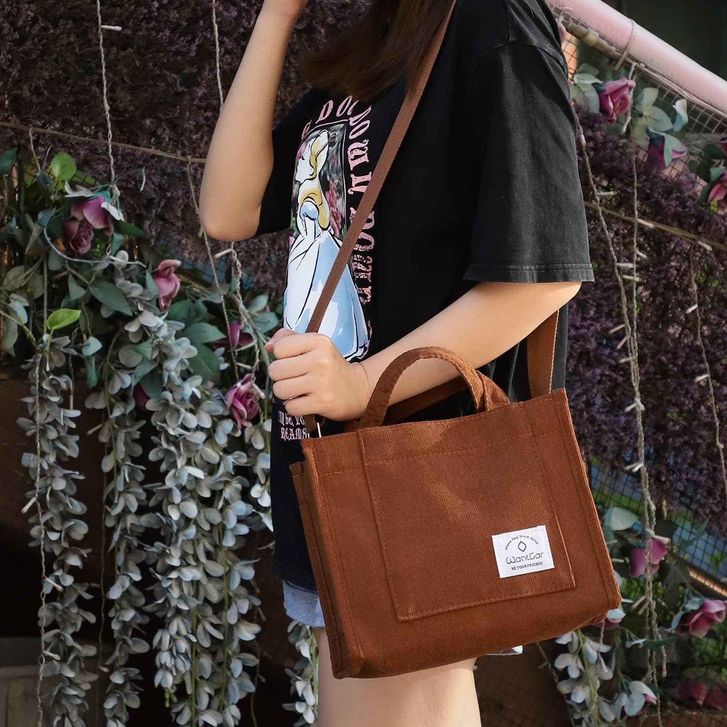 WantGor Tote Bag for Women, Corduroy Crossbody Bags Shoulder Handbag Small Satchel Hobo Bag Purse - Image 3