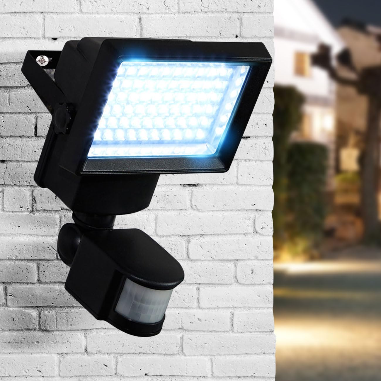 2er-Set Leistungsstarker LED Solar-Strahler mit Bewegungsmelder - Mehr Sicherheit für Ihr Zuhause - Helle 600 Lumen Aussenleuchte für Garten & Hof