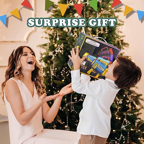 Miniatura 7 de Rotokas Pistola de burbujas para niños  Máquina de pistola de burbujas grande de 64 agujeros tiene luz colorida  Dos baterías recargables  seis