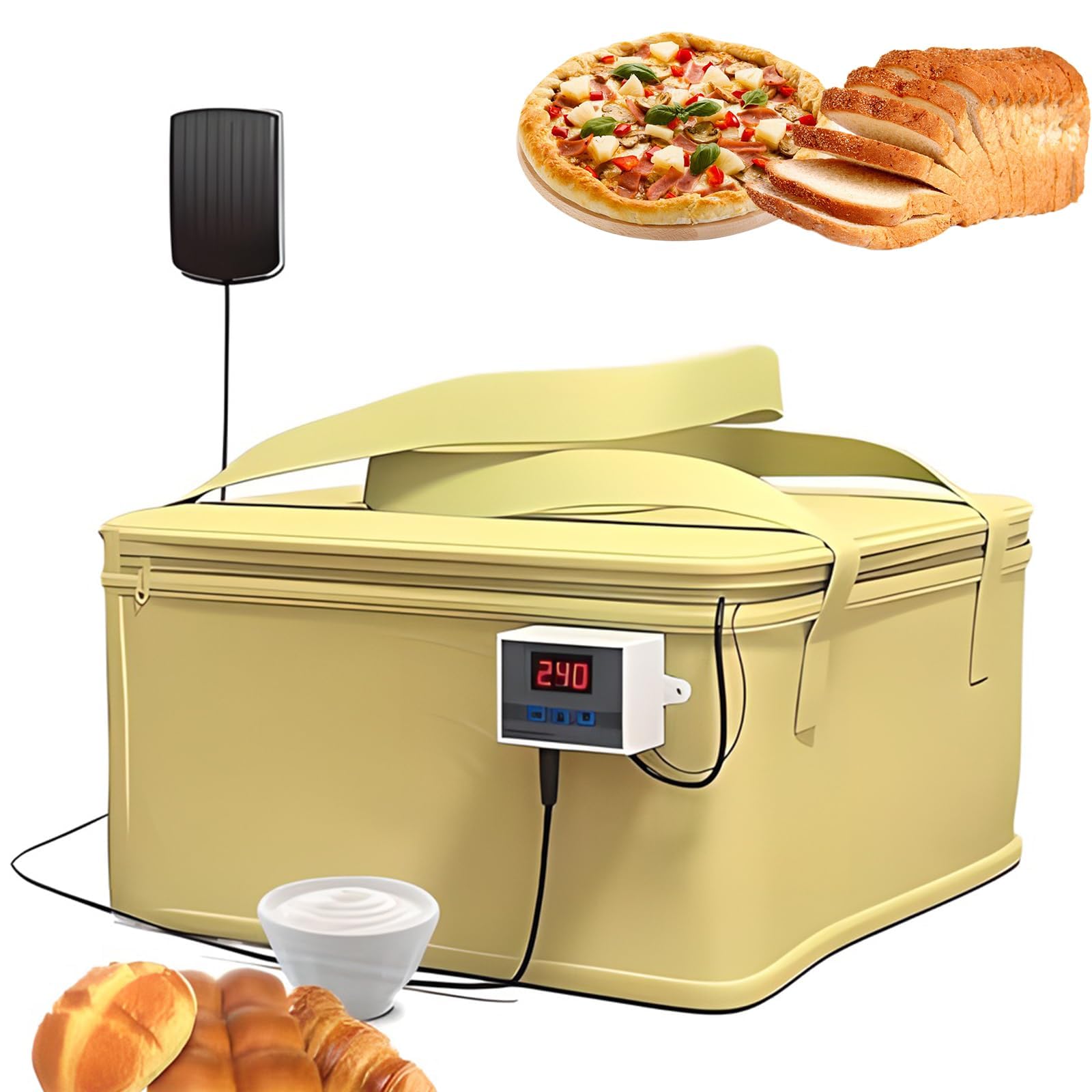 Fermentadora de Masa con Calentador, tapete y Caja Reutilizables, fermentadora eléctrica para Pan, Yogur y Masa Madre.