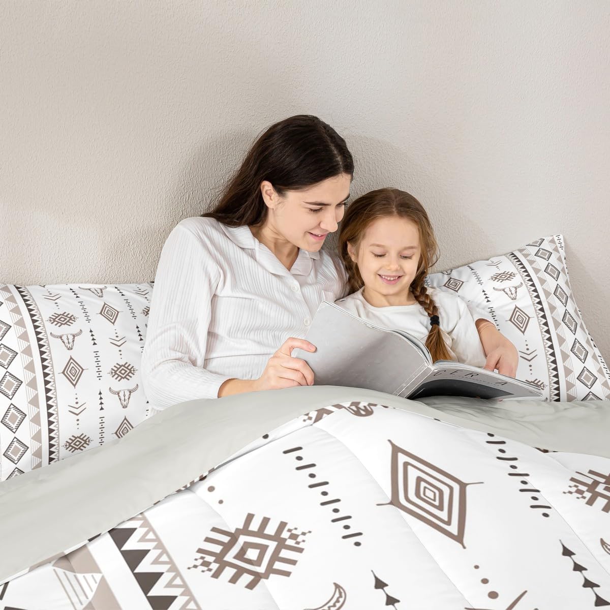 Erosebridal Bohemian Aztec Comforter Set Full Size, Western Bull Skull Bedding Set for Boys Men Adult Bedroom, Geometric Farmhouse Down Comforter, Southwestern Native Duvet Insert