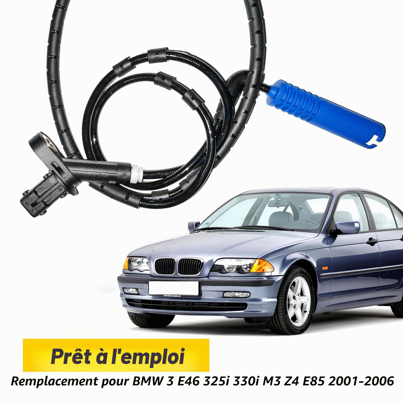 Lot de 2 capteurs de vitesse de roue arrière ABS 34526752683 gauche et droite, capteur de vitesse ABS de rechange pour BMW Série 3 E46 316i 318i 320i 323i 1998-2000 Capteur ABS 0986594513