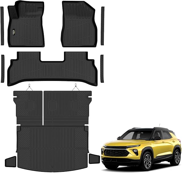 Tapis de sol sur mesure pour Trailblazer FWD 2021-2025 2026 Tapis de coffre avec dossier Mat Tout le temps TPE Cargo Liner Ensemble complet pour Accessoires de Trailblazer,Noir