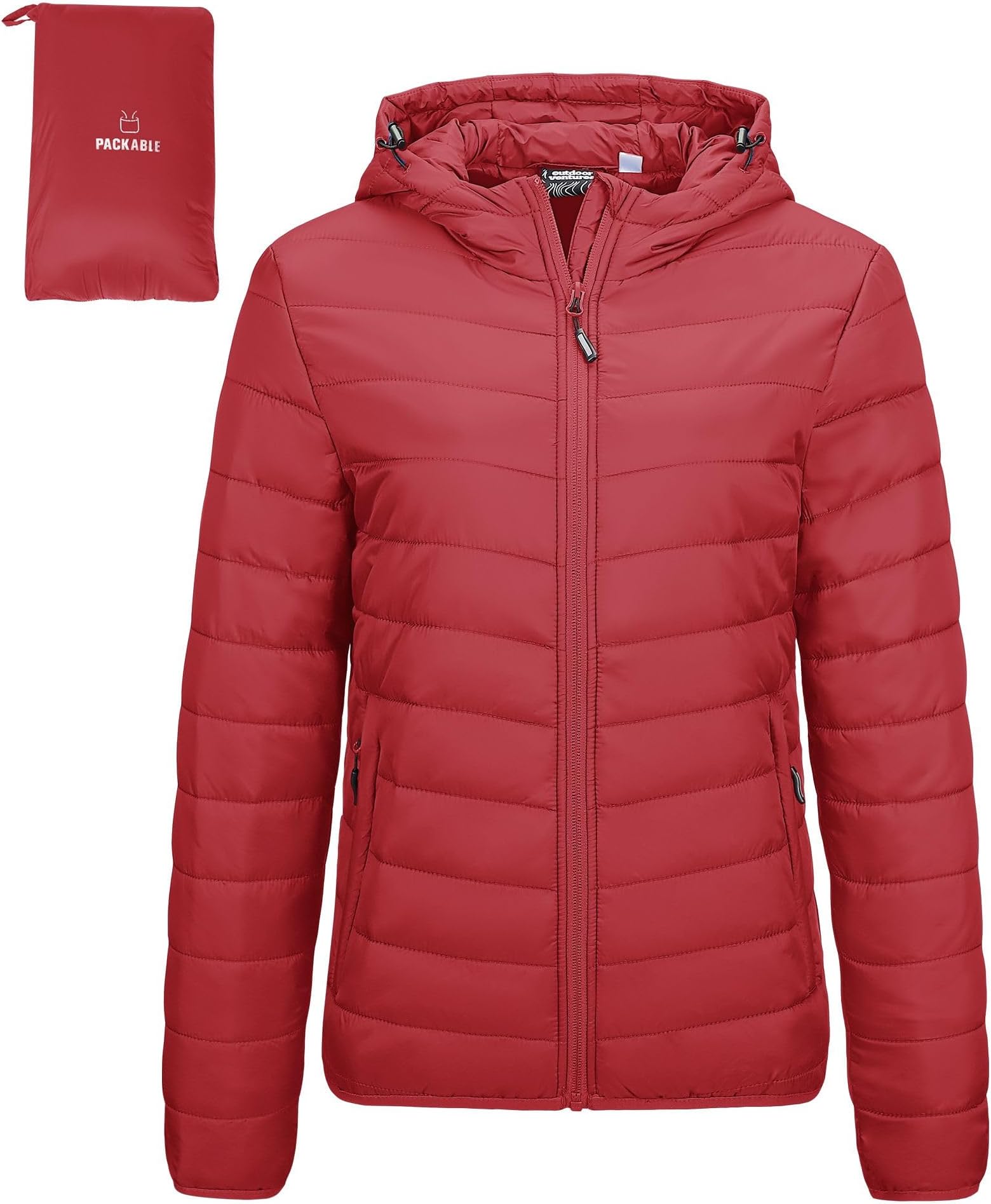 Outdoor Ventures Women's Quilted Jacket, Lightweight Packable Transition Jacket, Warm Winter Jacket with Hood for Women, Lined Puffer Jacket with Pockets for Leisure, Hiking, Travel