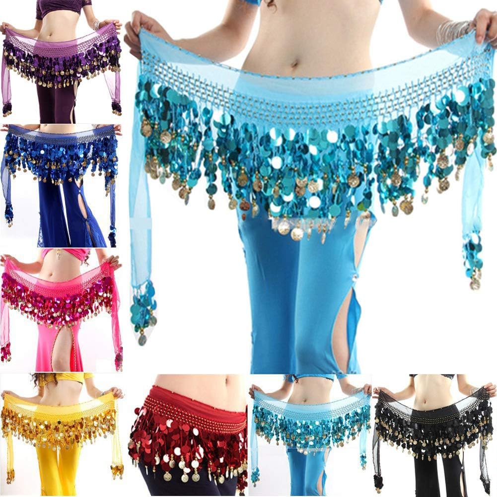 Belly Dance Hip Scarf, Sweet Dance Skirt Wrap Bling Sequin Coins image 5
