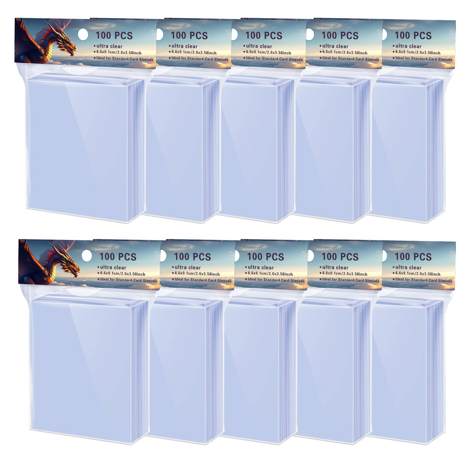 1000 fundas interiores suaves y transparentes de ajuste perfecto para tarjetas de intercambio, protector de ajuste exacto para TCG, deportes (baloncesto, béisbol, fútbol) y tarjetas coleccionables
