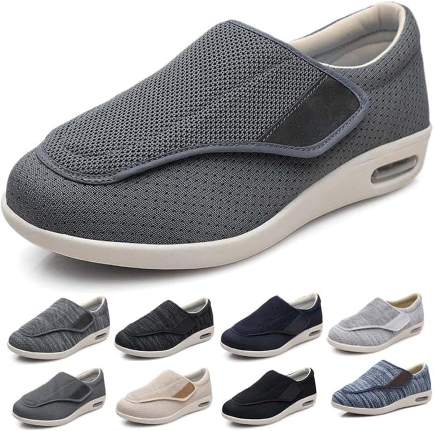Diabetic Shoes for Edema, Extra Width, Lightweight Walking Shoes, Adjustable Closure, Breathable Non-Slip Sneakers with Air Cushion for Swollen Feet