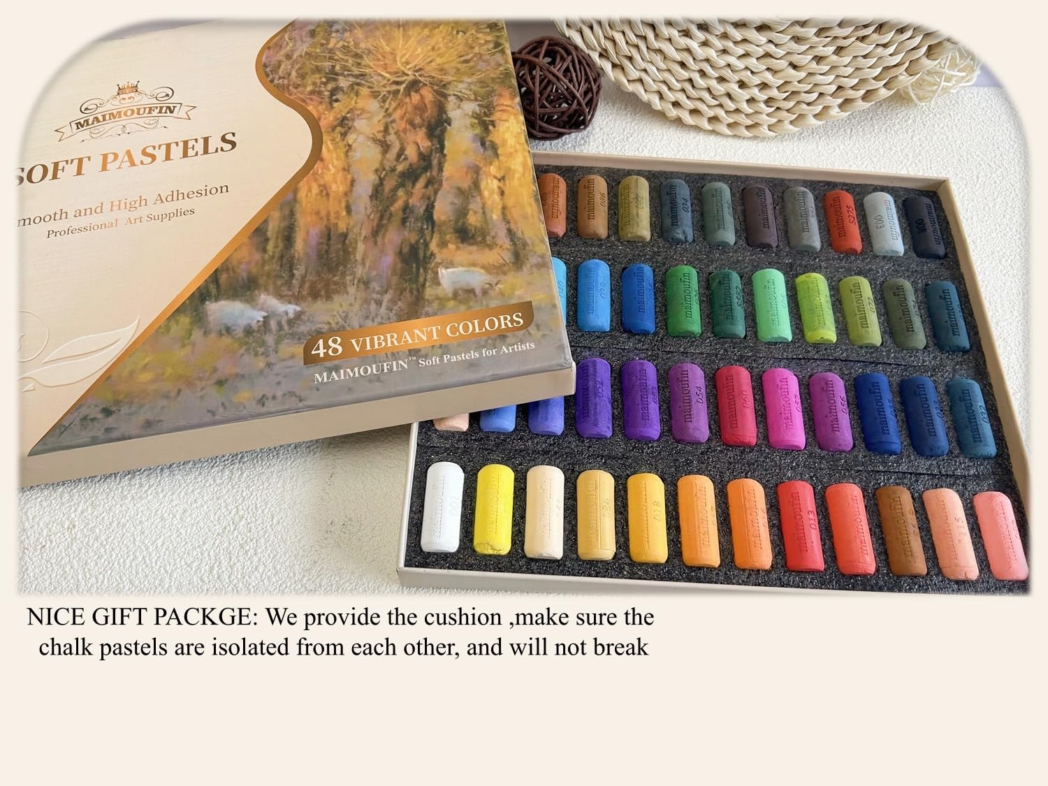 Weiche Pastellkreide für Künstler, hohe Haftung, weiche Kreide-Pastelle mit 48 leuchtenden Farben, professionelles Kunstbedarf-Set für Pastellkreide, Zeichnen, Maler, Künstler, Anfänger,