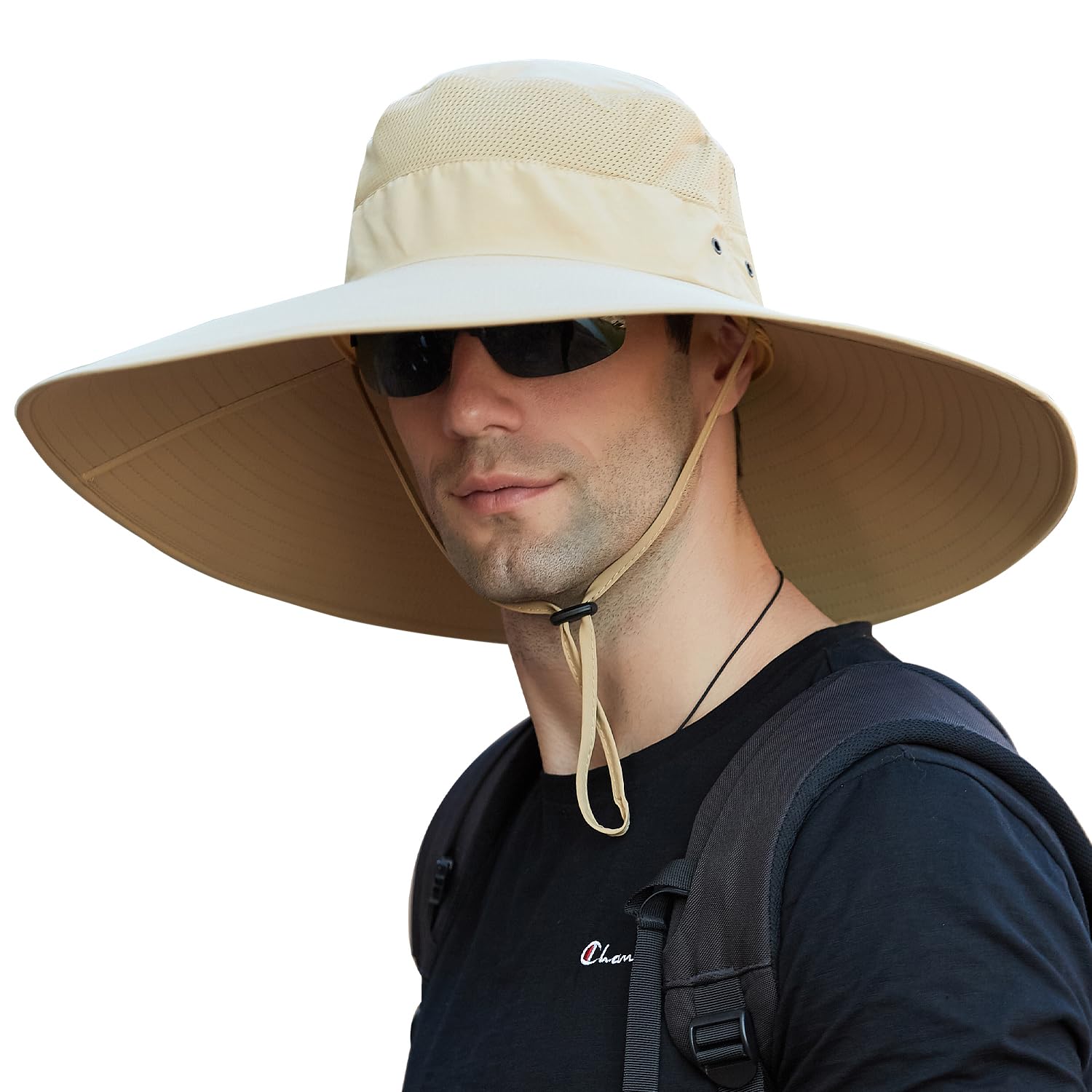 WANYIG Sombrero de Pescador Hombres Verano Protección UV Sombreros de ala Ancha 15cm Gorra de Ciclismo Plegable Impermeable Sombreros para el Sol