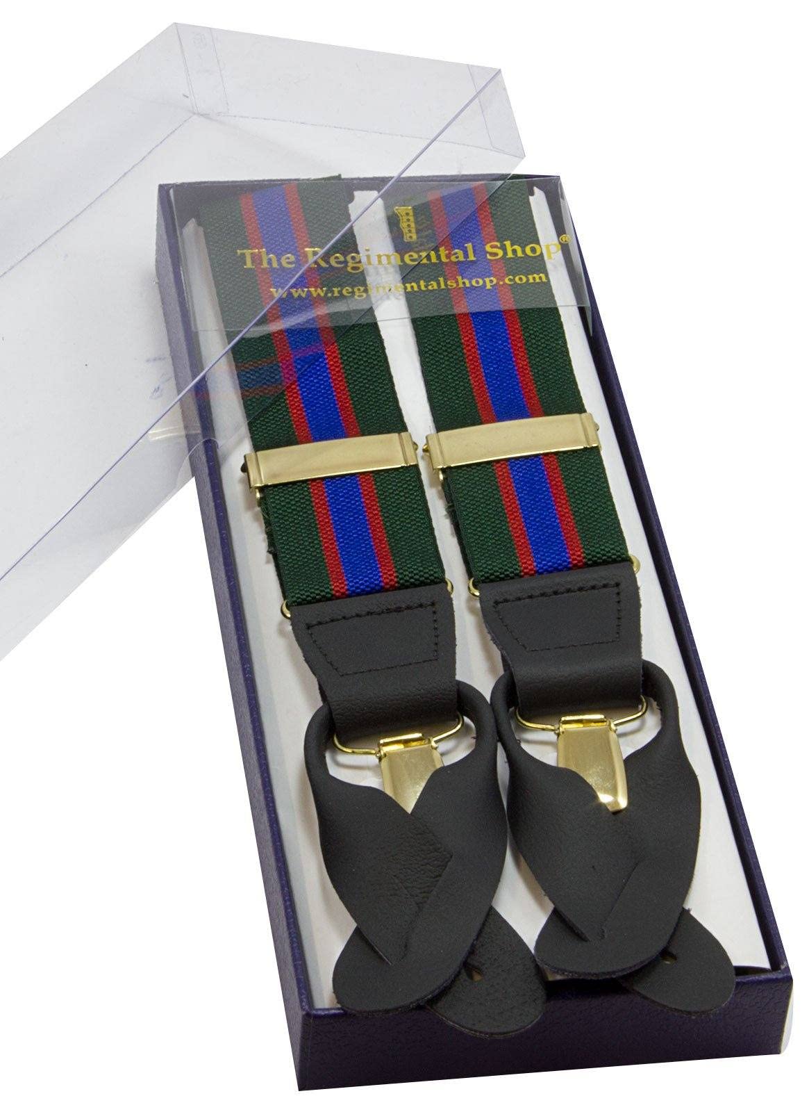 Royal Irish Regiment Bretelles (Extrémités en cuir avec clip Extrémités en option)