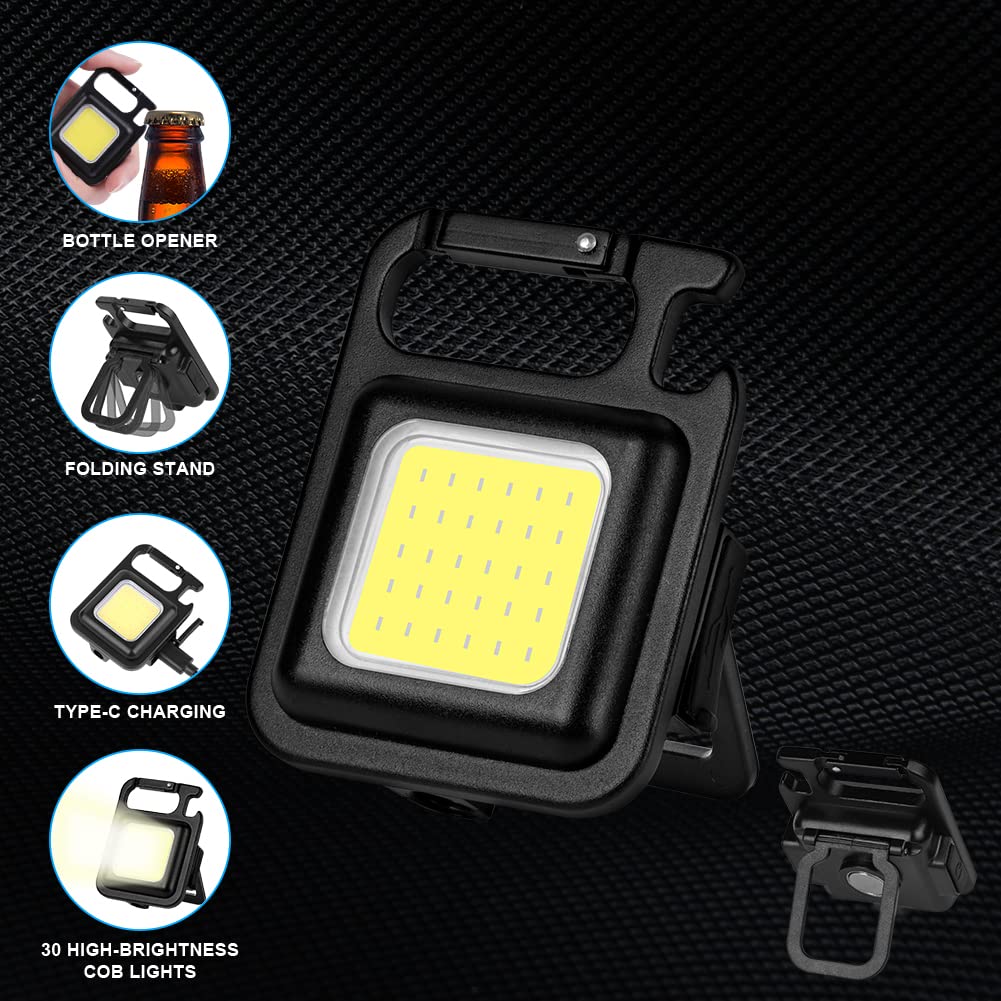 Flintronic LED Camping Lantern, Rechargeable 800 Lumens Small COB Keychain Mini Torch, Portable Mini Pocket Light, Multi-Functional Work Inspection Light for Cycling Repairing Outdoor — Amazon image 2