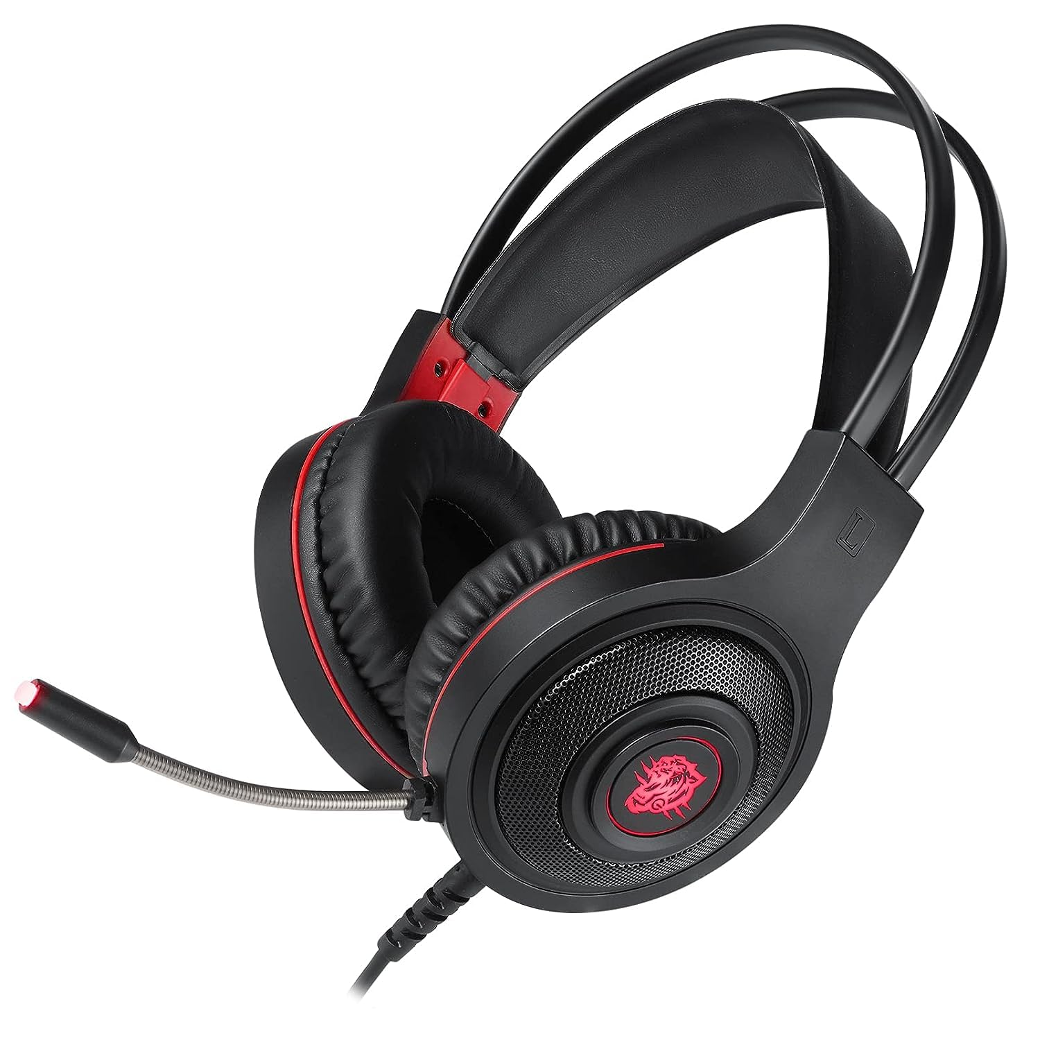 Enter Phantom Wired Gaming Headphone with 40mm Driver, Adjustable Headband with LED Lights and Passive Noise Cancellation with Free Y Splitter (Red)