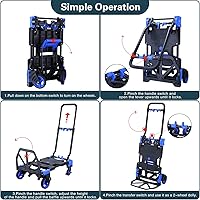 Vista 5 de Carro de mano plegable 2 en 1 con cesta plegable, carrito de mano plegable de capacidad de 330 libras, carrito plegable con mango retráctil