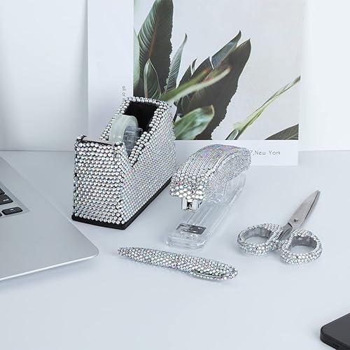 Miniatura 6 de Juego de papelería de oficina, kit de accesorios de escritorio, necesario para la oficina en casa, grapadora, dispensador de cinta de escritorio,