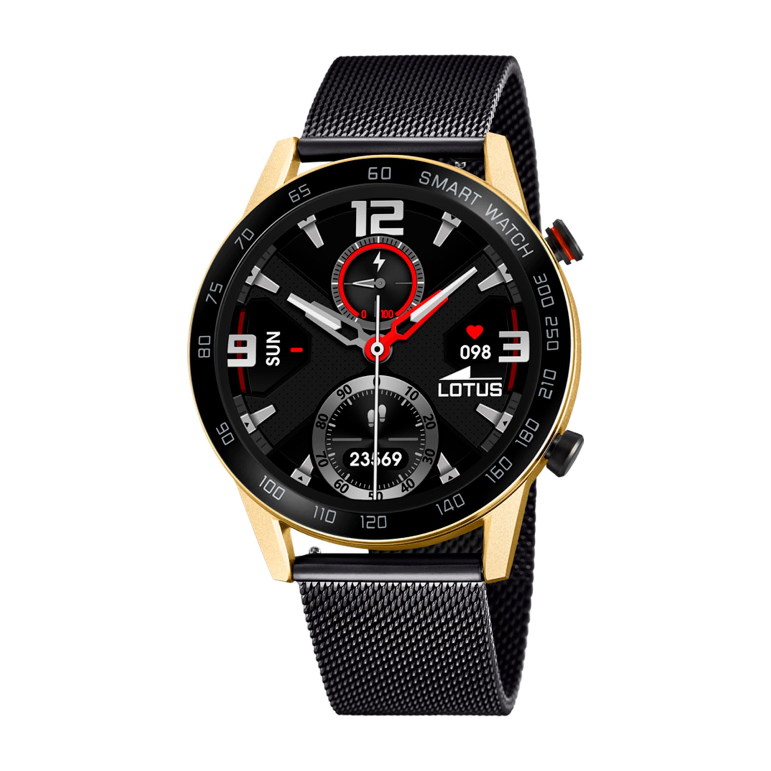 LOTUS Reloj Inteligente Hombre - Smartwatch de Acero Inoxidable 316l Negro - Resistente al Agua IP65 50019/​1 - Control Música, Cuenta Pasos y Calorías, Teléfono, Deportes, Frecuencia Cardíaca