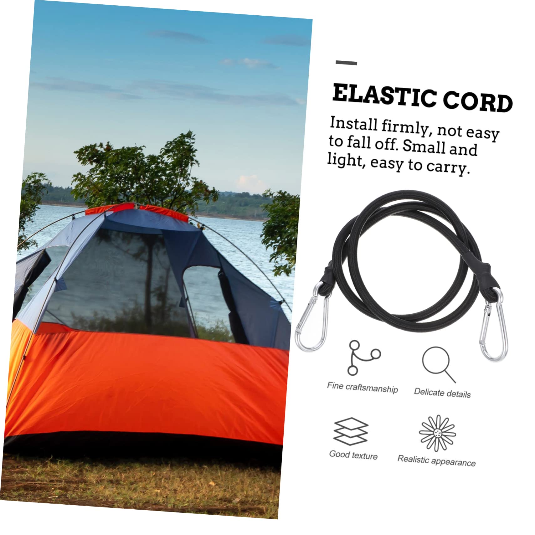 6pezzi Corda Elastica Nera Resistente con Ganci per Bagagli da Bici Cinghie Elastiche con Ganci Utili e Pratiche per Fissare Merci