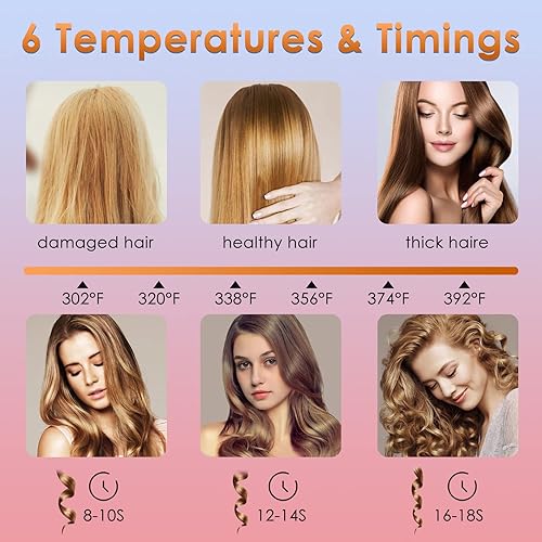 Miniatura 2 de Jahy2Tech Rizador automático inalámbrico con 6 temperaturas y temporizadores calentamiento rápido y apagado automático pantalla LCD rosa y morado