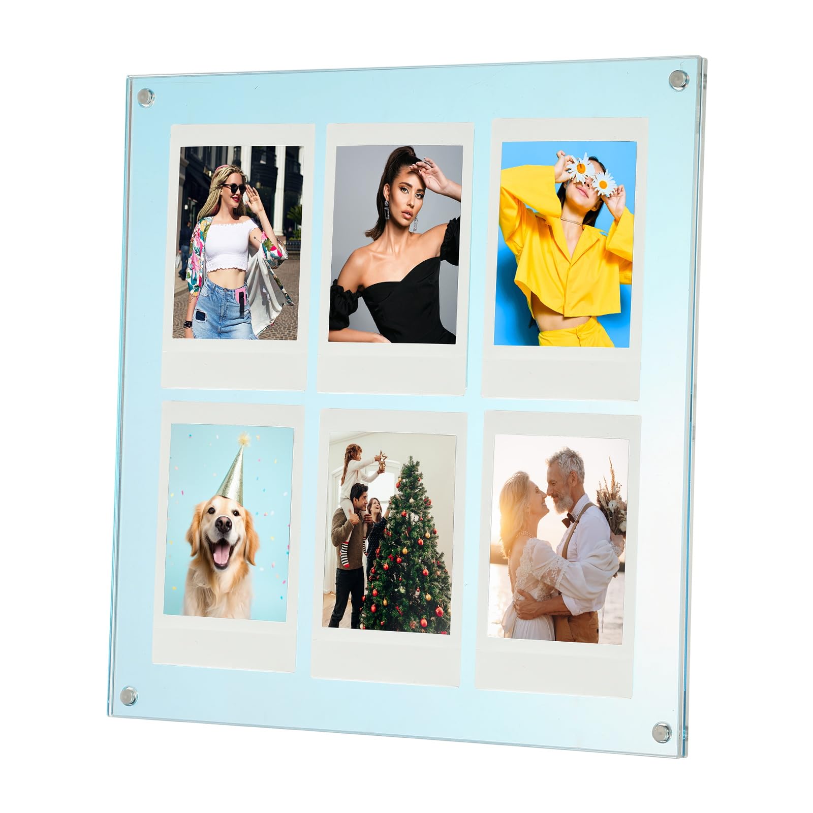 Cadre photo collage acrylique magnétique transparent violet flottant
