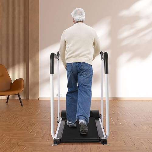 Vista 8 de Caminadora para caminar con pasamanos largos, máquina de ejercicios de recuperación de fitness con pantalla LCD para personas mayores, adultos