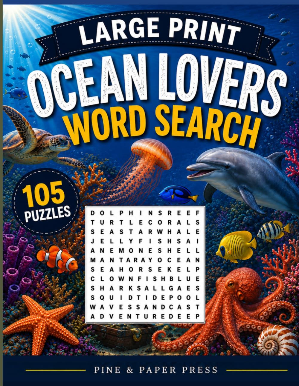 Ocean Lovers Large Print Word Search: 105 Fun Puzzles for Ocean Lovers