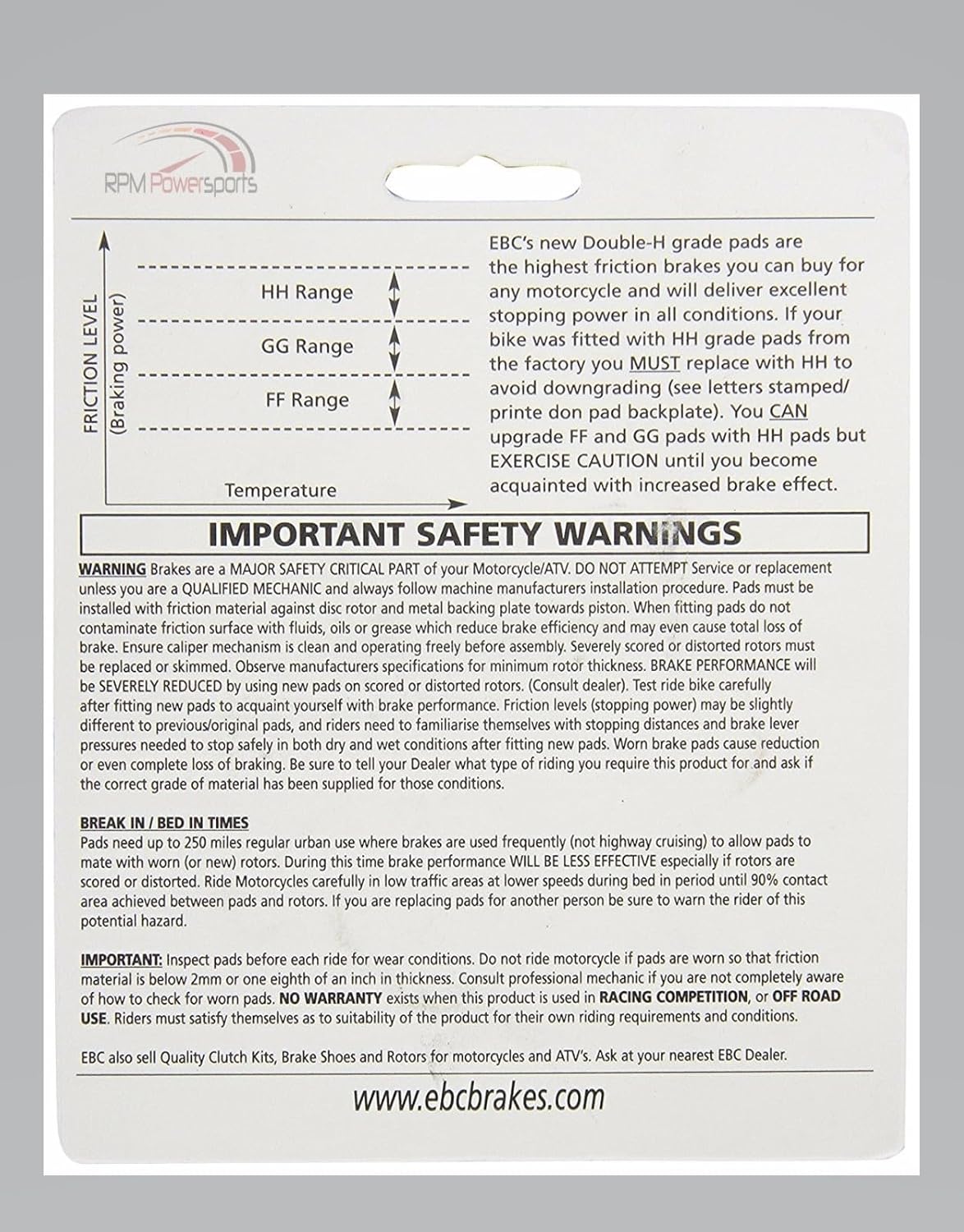 EBC HH Front & Rear Brake Pads Kit Compatible with Suzuki GSXR600/750 11-17 FA447HH|FA436HH