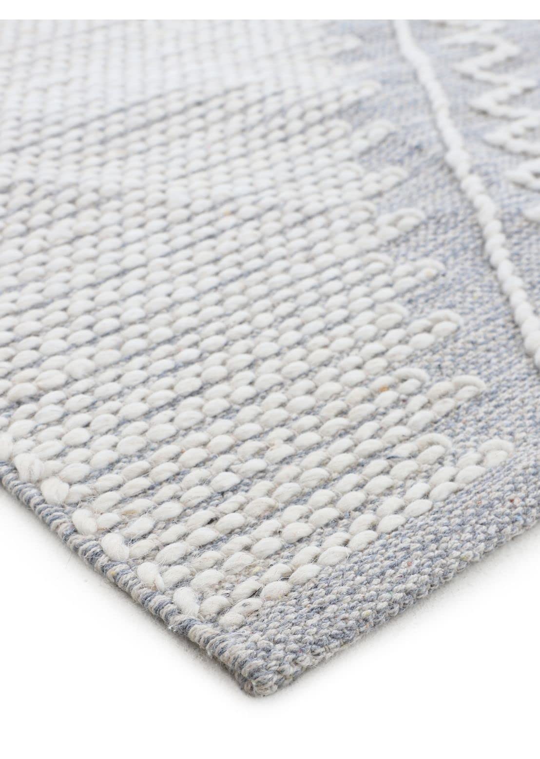 carpetfine Baumwollteppich Kelim Durry robuster Flachgewebe-Teppich Grau 80x150 cm für Wohnzimmer, Schlafzimmer & Kinderzimmer