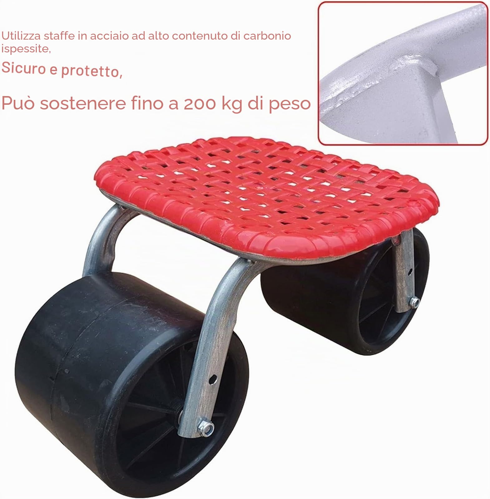 Sedia da giardino mobile con schienale rimovibile su ruote, sgabello da giardinaggio a 360°, seduta da giardino per piantare, sgabello da giardino con ruote