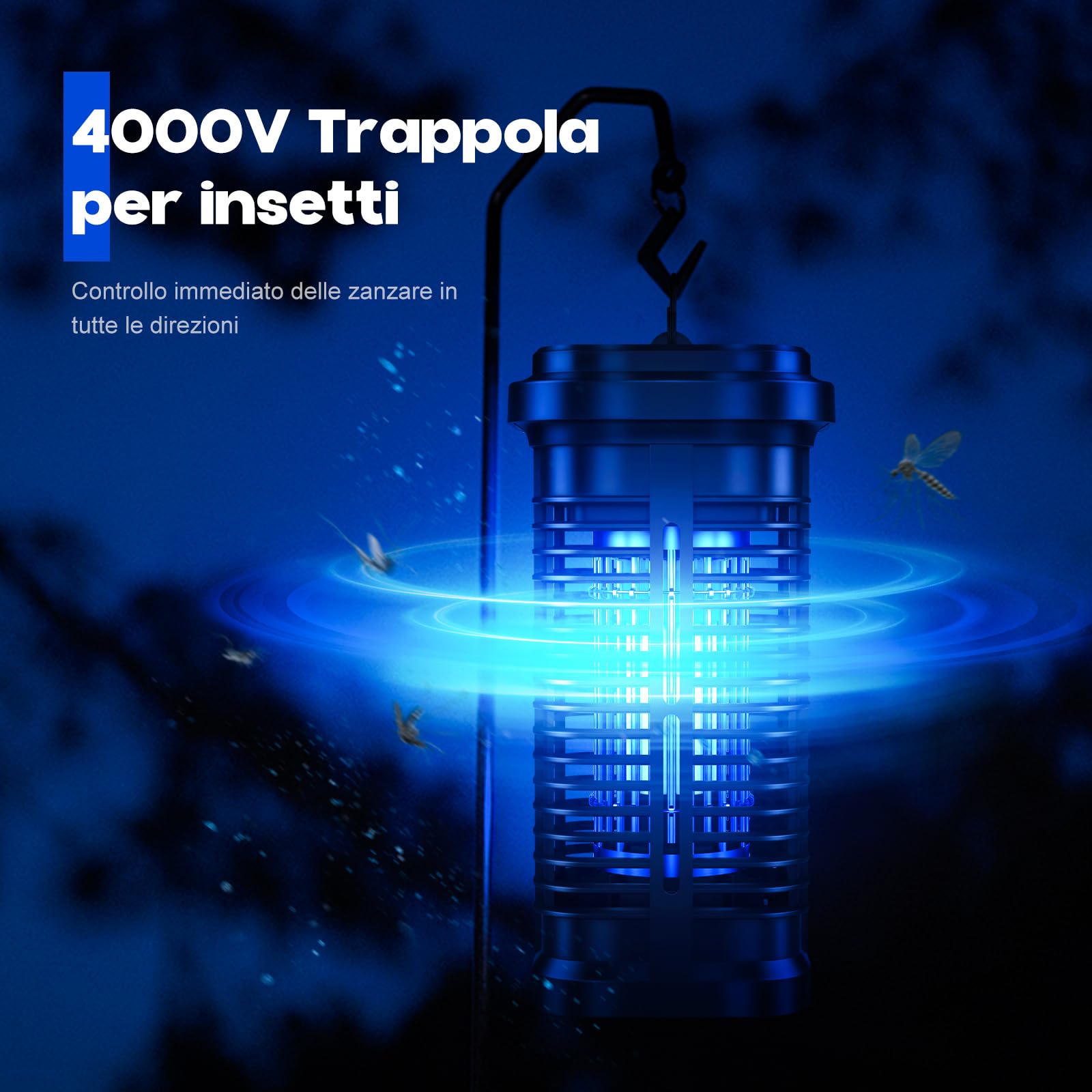 Lampada Antizanzare Elettrica, Aggiornamento 20W UV Zanzariera Elettrica Anti Insetti per Giardino Interno Esterno Impermeabile IPX4, con 1 Spazzole Pulit