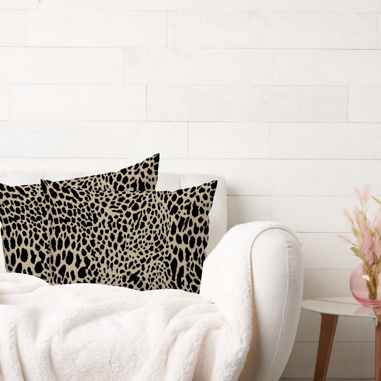 Set Di 2 Federe Per Cuscino 50x76 Cm Con Stampa Leopardata - Federe Queen Size Con Cerniera Per Divano E Letto
