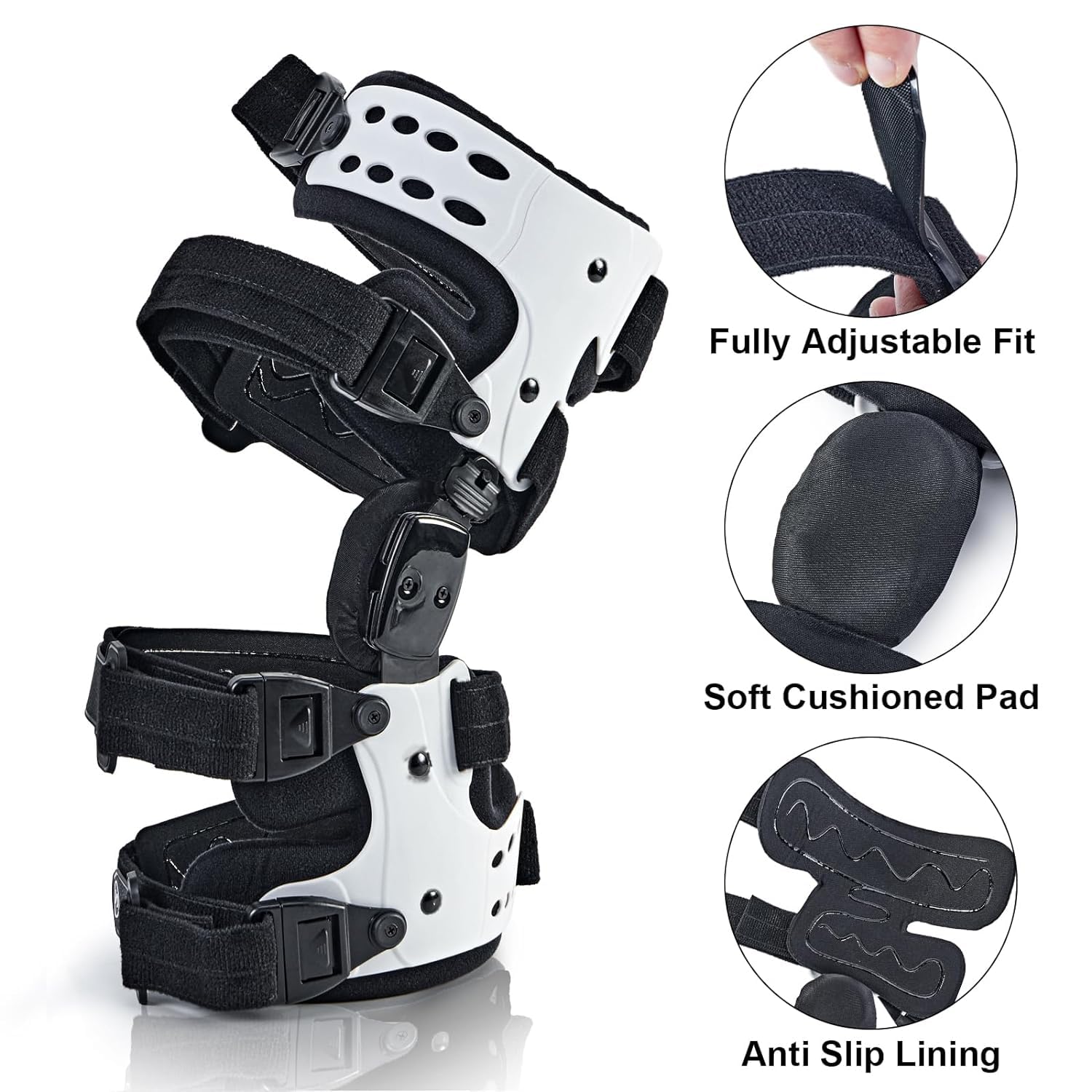 OA Unloader Knee Brace-Unloader Knee Brace for Osteoarthritis, Arthritis Pain, Cartilage Repair, Bone on Bone Knee Joint Pain, Lateral Degeneration Knee Support (Left White)
