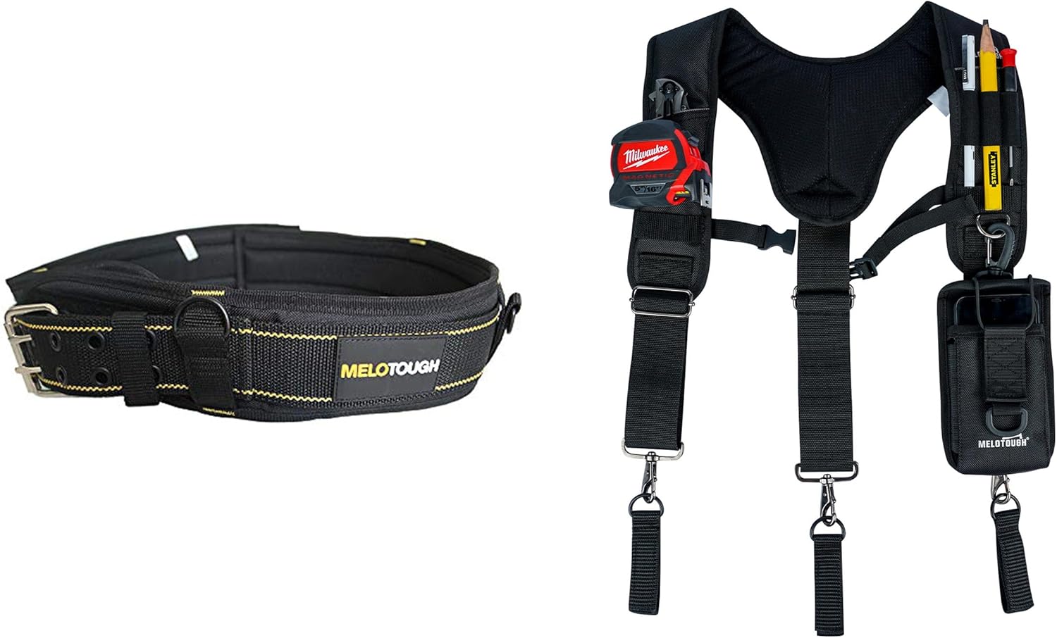 MELOTOUGH Padded Tool Belt Suspenders Work Belt Suspenders for Men Big