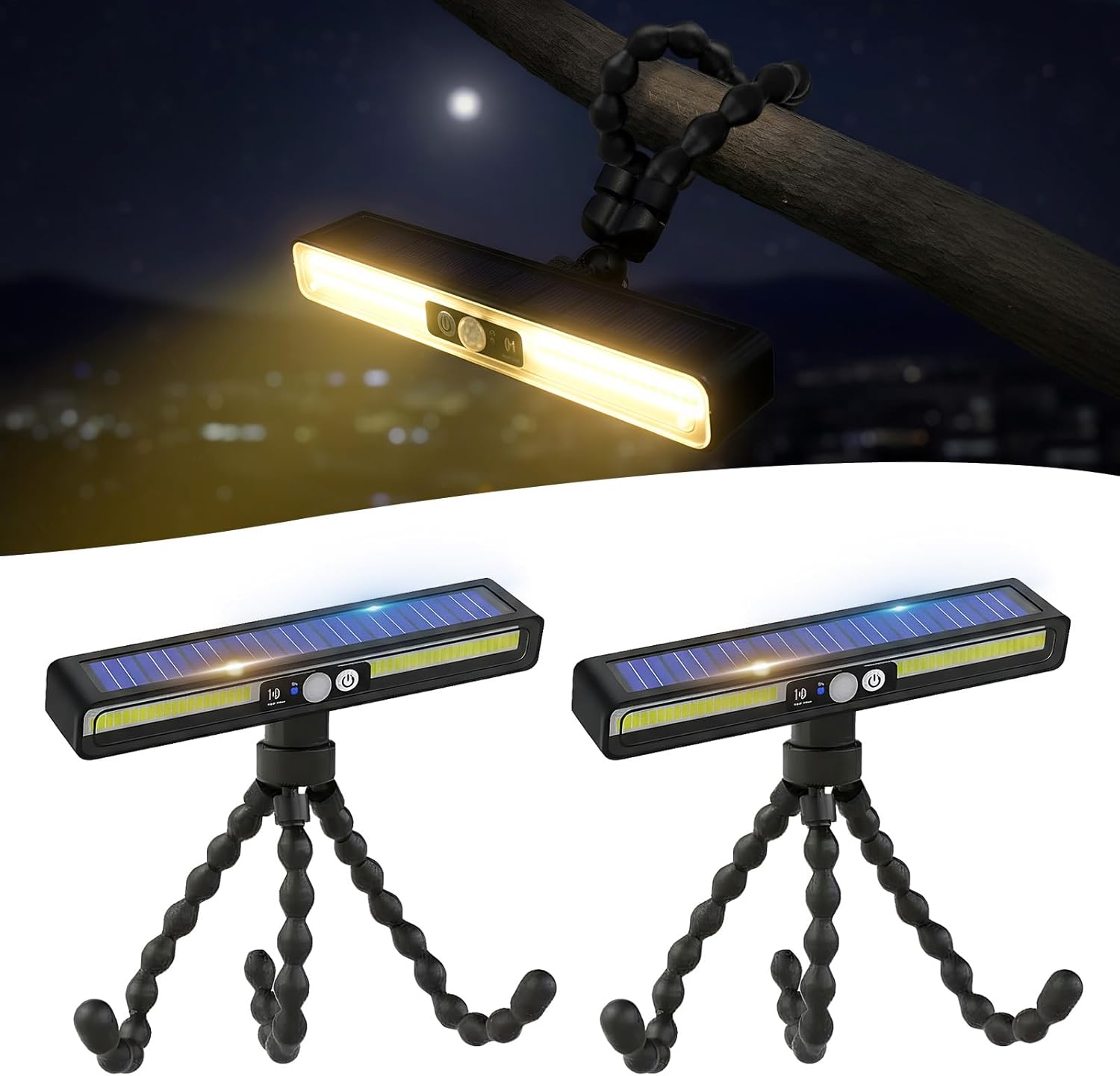 Solar Outdoor Lights with Motion Sensor, 36 LED Waterproof Solar Powered Clamp Lights for Garden, Patio, Pathway, Fence, Yard - 3 Lighting Modes (Warm Light)