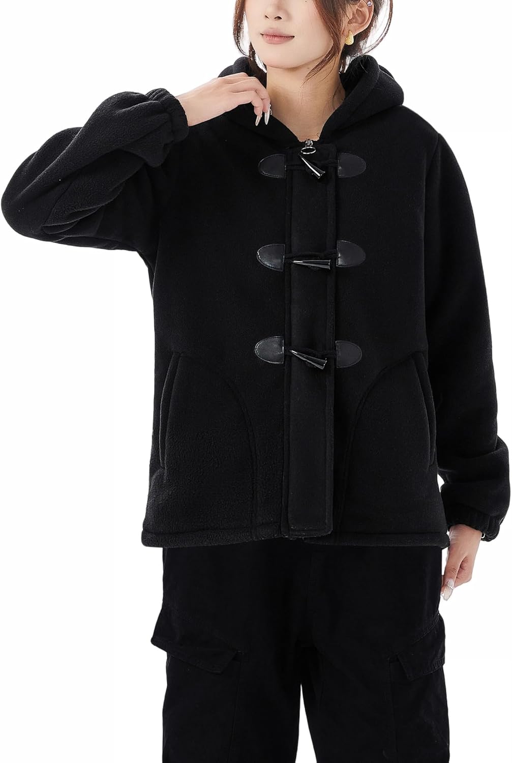 JiangWu Winter Coats for Women Full Zip Polar Fleece Jacket Sherpa Lined Outdoor Warm Coat - Image 5