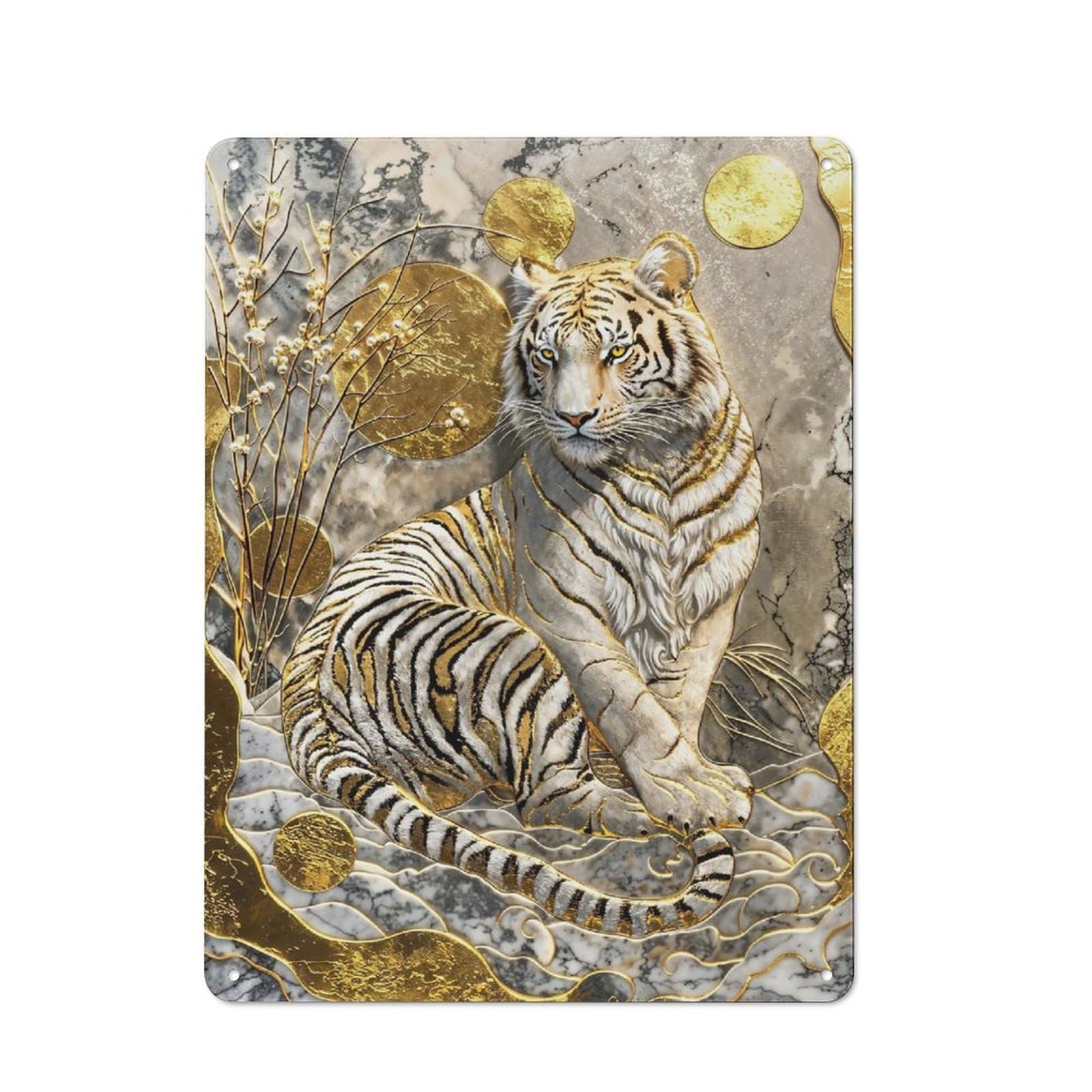 Vintage Metal Sign 40x30cm Featuring Elegant Tiger Majesty, Home Bar Decor for Cafe, Pub, Workshop Or Home Bar