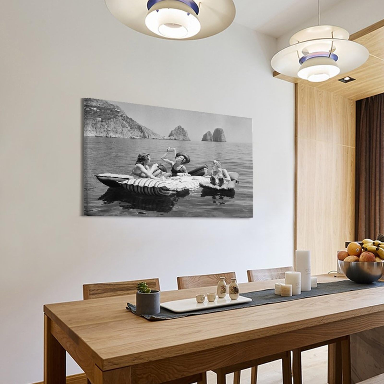 YiXong Poster decorativo da parete su tela, motivo: donne che mangiano pasta sul lago, poster decorativo moderno per la camera da letto, 50 x 75 cm